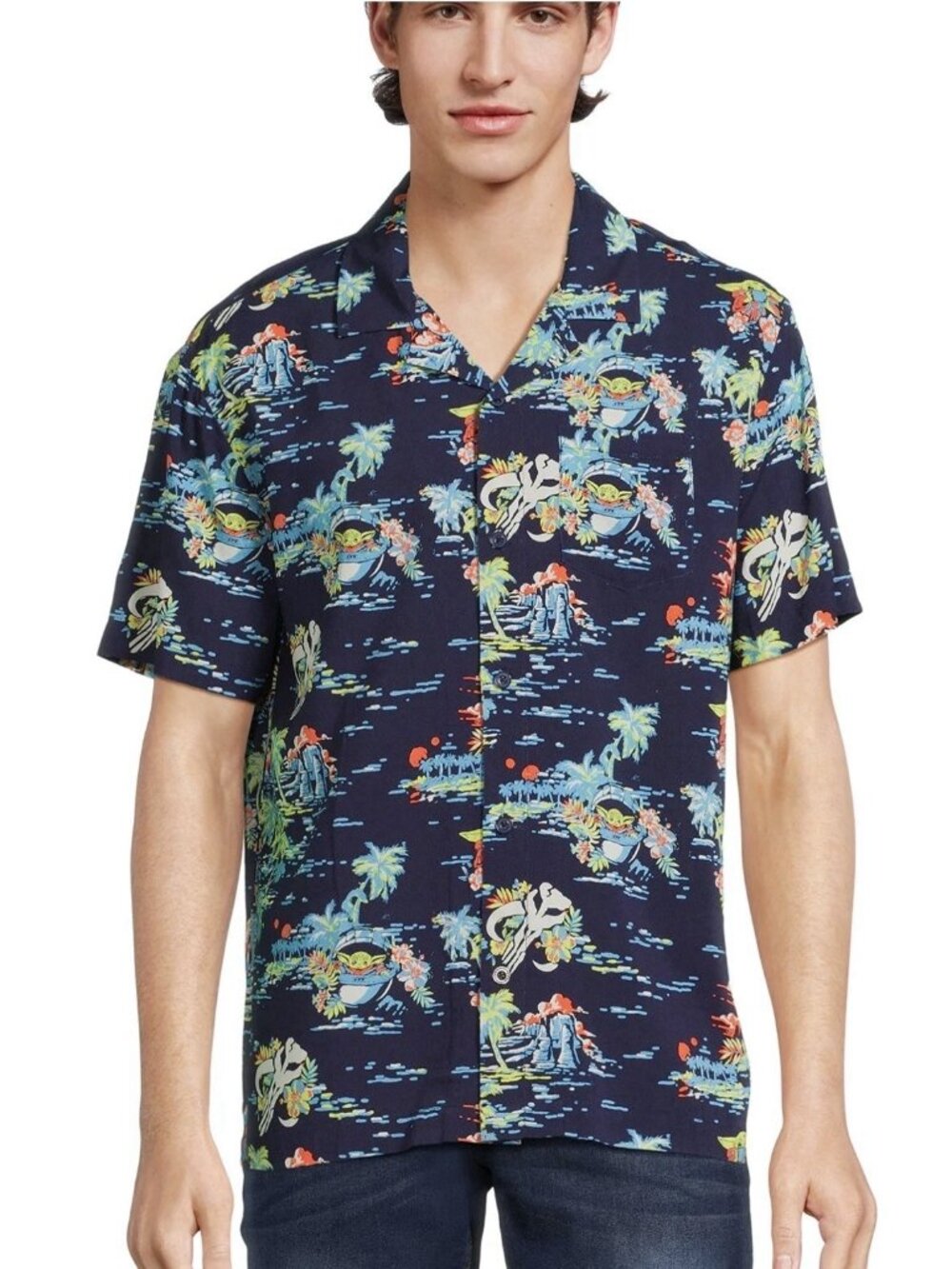 Star Wars Disney Mens Rayon Hawaiian‎ Shirt Size 2X BABY YODA Mandalorian